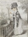 Lady on a Terrace Tending a Carnation Plant - John Raphael Smith