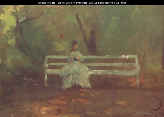 On a Garden Bench sketch 1873 - Pal Merse Szinyei