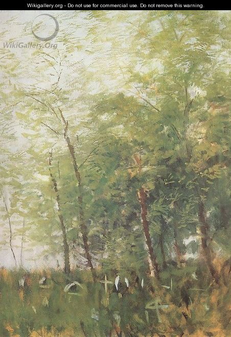 Edge of a Forest with Crosses - Laszlo Mednyanszky