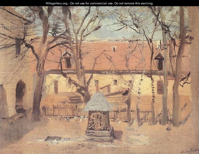 Part of a Courtyard with Well c. 1910 - Laszlo Mednyanszky