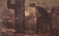Man Seated by the Stove - Laszlo Mednyanszky