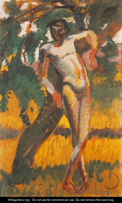 Nude Boy Leaning against a Tree 1911 - Karoly Kernstok