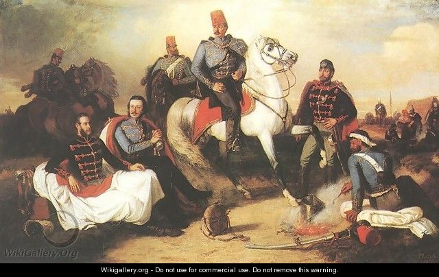 Hussar Officiers at Camp 1857 - Karoly Lotz