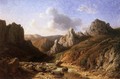 Romantic Waterside Landscape with Figures 1886 - Antal Ligeti