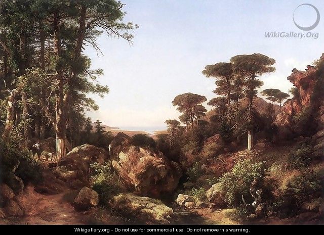 Forest Scene at Ailo in Corsica 1870s - Karoly Marko