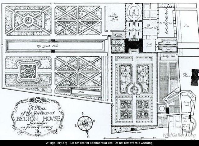A Plan of the Gardens at Belton House, Lincolnshire, as formerly existing, c.1900 - Harry Inigo Triggs