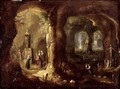Grotto with Statues and Numerous Figures Worshipping Idols St Simeon Stylites, c.1640 - Rombout Van Troyen