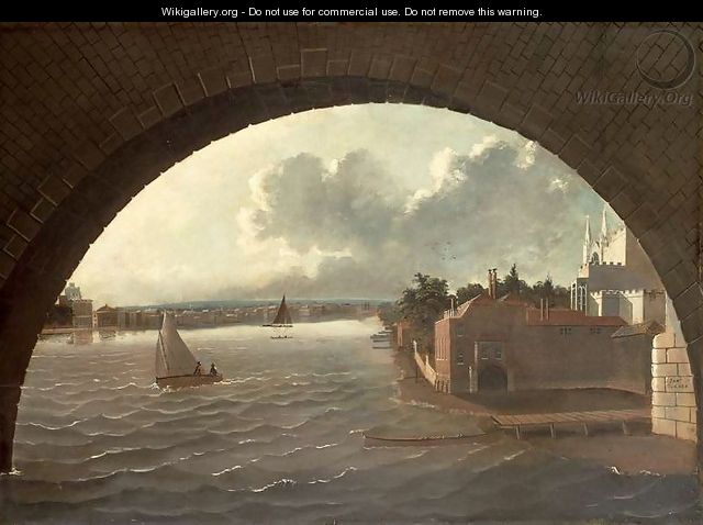 The Thames at Westminster seen through the arch of a bridge - Daniel Turner