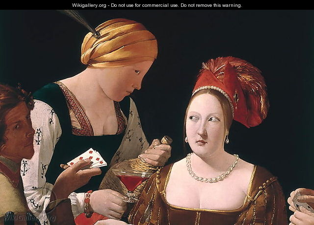 The Cheat with the Ace of Diamonds, detail depicting the two women, c.1635-40 - Georges de La Tour