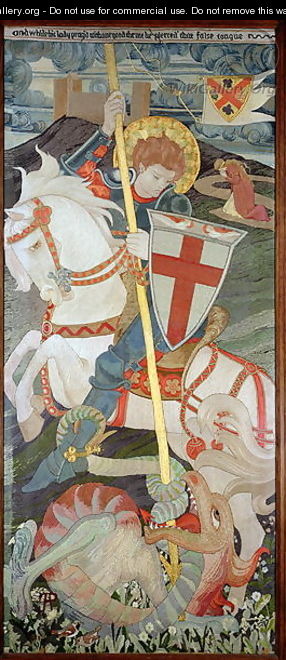 St. George Slaying The Dragon, With Una Praying In Background, 1904 - Phoebe Ann Traquair