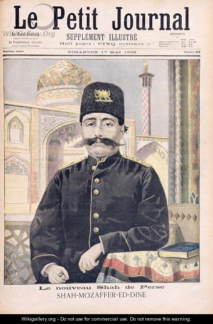Portrait of Shah Mozzafer-ed-Din 1853-1907 illustration from Le Petit Journal, 17th May 1896 - Oswaldo Tofani