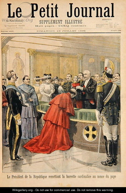 The apostolic nuncio receiving the Red Hat from the President of the French Republic, from Le Petit Journal, 19 July 1896 - Oswaldo Tofani