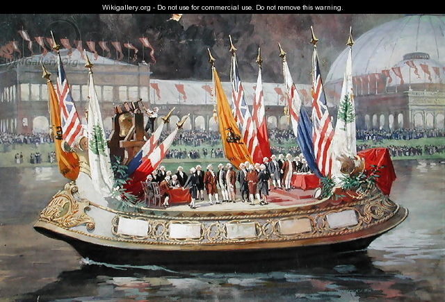 The Declaration of Indepedence Barge at the Worlds Columbian Exposition in Chicago 1893 - Thure de Thulstrup