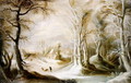 Winter landscape with a peasant walking through snow - Winter Landscapes The Master of the