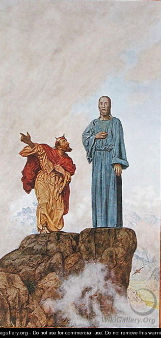 The Temptation of Christ, illustration from Festkalender published in Leipzig c.1910 - Hans Thoma