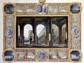 The Palais Royal, Paris, surrounded by vignettes of the childhood residences of Charles Ferdinand, the Duke de Berry 1778-1820 and his wife Maria Caroline of Bourbon - Hilaire Thierry