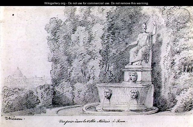 View of a Fountain in the Garden of the Villa Medici, Rome, c.1815-20 - Claude Thienon
