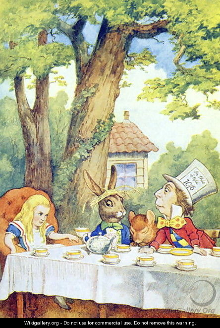 The Mad Hatters Tea Party, illustration from Alice in Wonderland by Lewis Carroll 1832-9 - John Tenniel