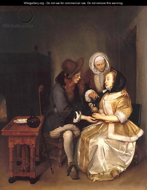 An Interior with a Couple and a Procuress- The Glass of Lemonade - Gerard Terborch