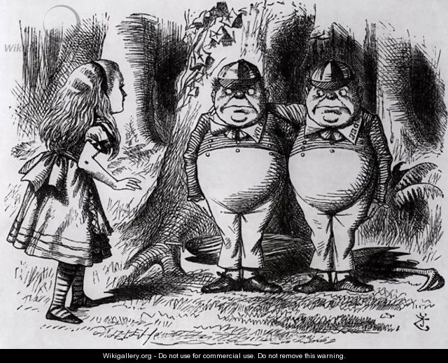 Tweedledum and Tweedledee, illustration from Through the Looking Glass, by Lewis Carroll, 1872 - John Tenniel