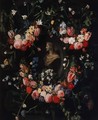 Garland of flowers surrounding a marble bust of Archduke Leopold Guglielmo, c.1647 - Daniel Seghers