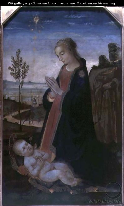 Madonna and Child in a Landscape - Jacopo Del Sellaio