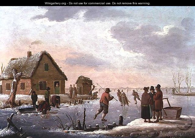 Figures Skating in a Winter Landscape - Hendrik Willem Schweickardt