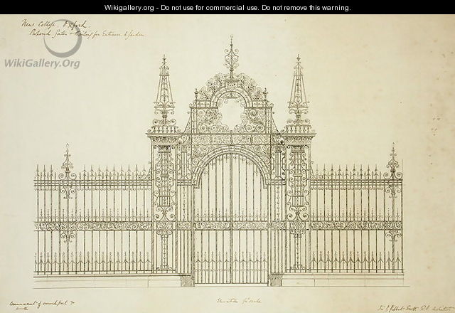 New College Oxford Proposed Gates and Railing for Entrance to Garden, 1874 2 - Sir George Gilbert Scott