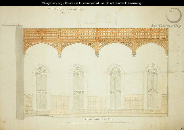 New College Oxford Design for New Hall Roof, 1865 4 - Sir George Gilbert Scott
