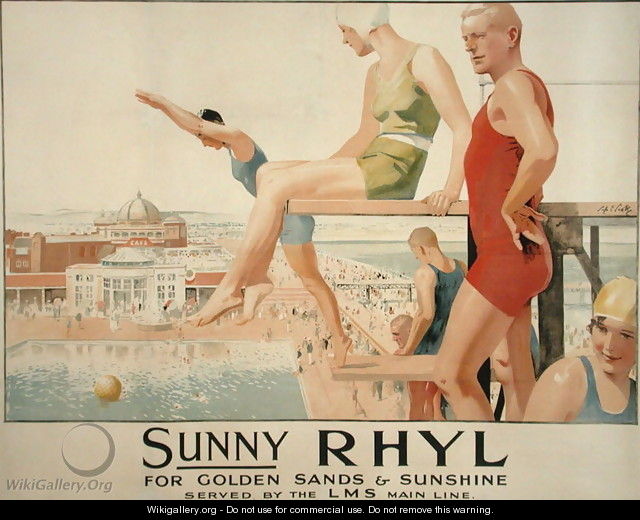 Poster advertising Sunny Rhyl - Septimus Edwin Scott