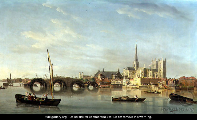 The Building of Westminster Bridge with an imaginary view of Westminster Abbey, c.1742 - Samuel Scott