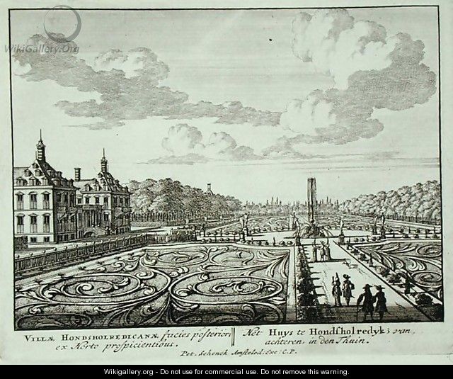 The garden at Honsholredyk, from Admirandorum Quadruplex Spectaculum, by Jan van Call 1656-1703, published before 1715 - Pieter Schenk