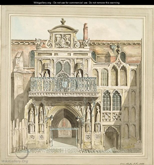 The old facade of the Guildhall, City of London, 1788 - Jacob Schnebbelie