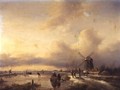 Figures in a Frozen River Landscape - Hendrik Jacobus Scholten