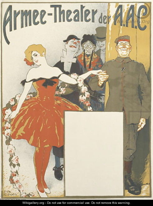 German advertisement for military theatre performances in occupied France, printed by Paul Even, Metz, 1914-1918 - Fritz Schoen