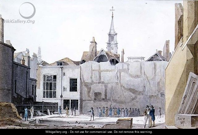 Demolition of Saddlers Hall, Cheapside, City of London, 1821 - Robert Blemell Schnebbelie