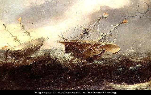 Dutch men-of-war in a gale - Hans I Savery
