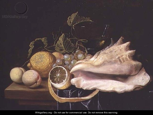 Still life with Strombus Shell and Fruit - Dirck Sauts