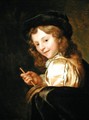 Portrait of a Boy Playing Rommelpot - Godfried Schalcken