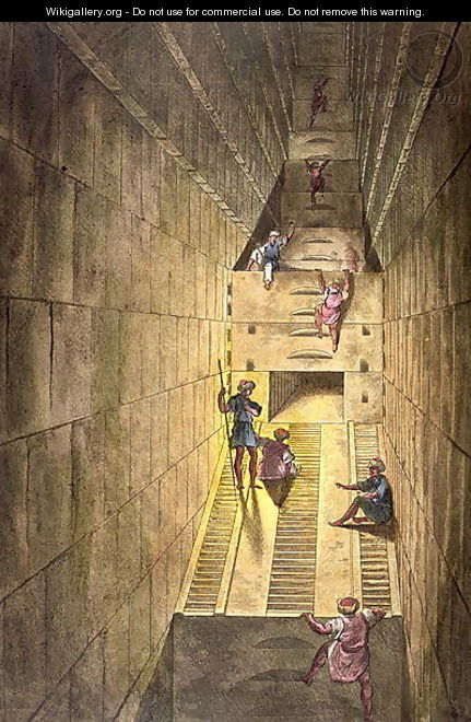 Exploration of the Great Pyramid of Giza, from Le Costume Ancien et Moderne by Jules Ferrario, engraved by Gaetano Zancon 1771-1816 - Alessandro Sanquirico