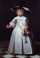 Portrait of a young child holding an orange - Dirck Dircksz. Santvoort