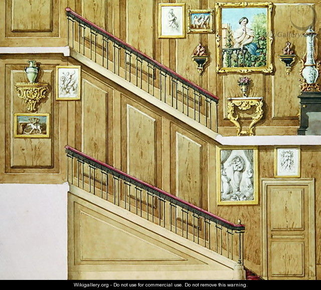 Design for a staircase at rue Fortunee, bought by Honore de Balzac 1799-1850 in 1847, 1851 - M. Santi