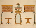 Furniture designs, engraved by Mme Soyer, plate 48 from Modeles de Meubles et de decorations interieures pur les meubles, published 1828-41 - M. Santi