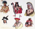 Portraits of Six American Indians from the Sioux, Renard, Pawnee, Creek, Otto and Chippewa Tribes, 1861 - Baron Dudevant Jean Francois Maurice Sand