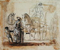 A Carriage and Pair, with Coachman - Paul Sandby