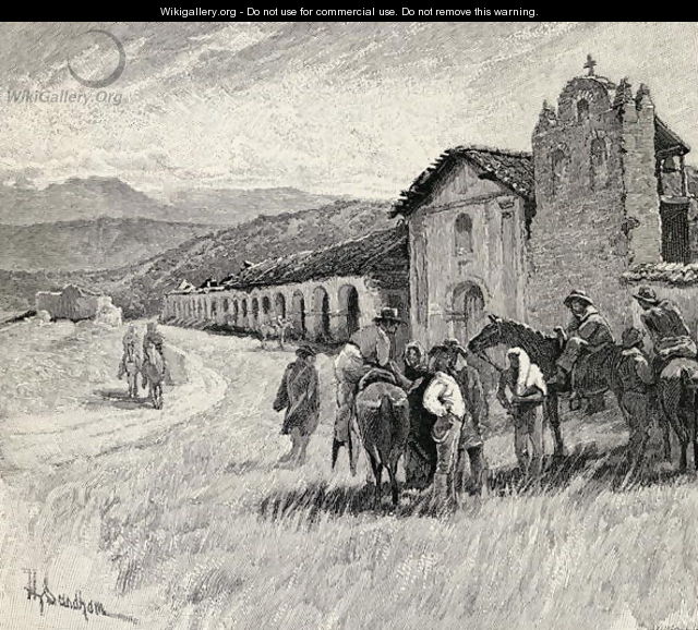 Mission Santa Ynez or Ines, Solvang, California, from the book The Century Illustrated Monthly Magazine, May to October, 1883 - Henry Sandham