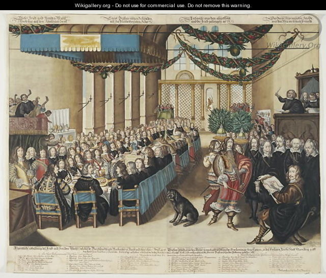 Feast on the Occasion of the Nuremberg Peace Process in the City Hall, 25 September 1649, engraved by Wolfgang Kilian, after 25 September 1649 - Joachim von, I Sandrart