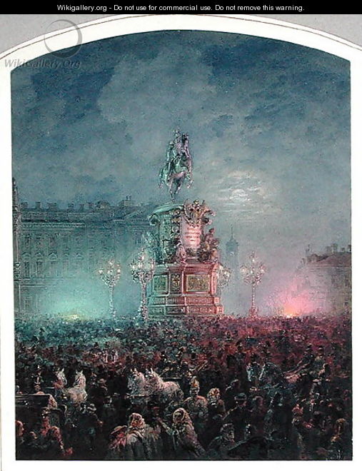 The Unveiling of the Nicholas I Memorial in St. Petersburg, 1857 - Vasili Semenovich Sadovnikov