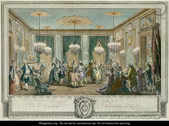 The Evening Dress Ball at the House of Monsieur Villemorien Fila, engraved by L. Provost - Augustin de Saint-Aubin