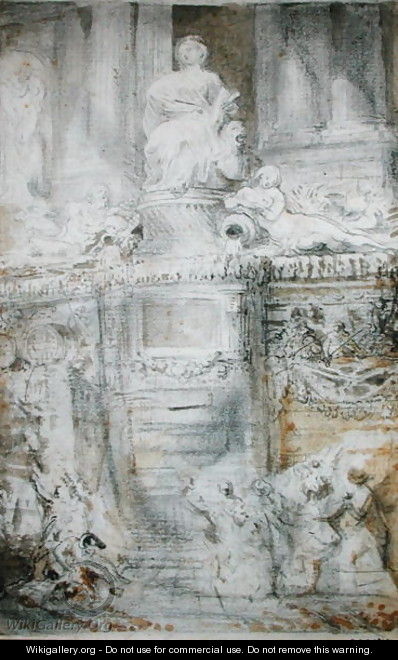The Fountain on the Rue de Grenelle, 1777 - Gabriel De Saint Aubin
